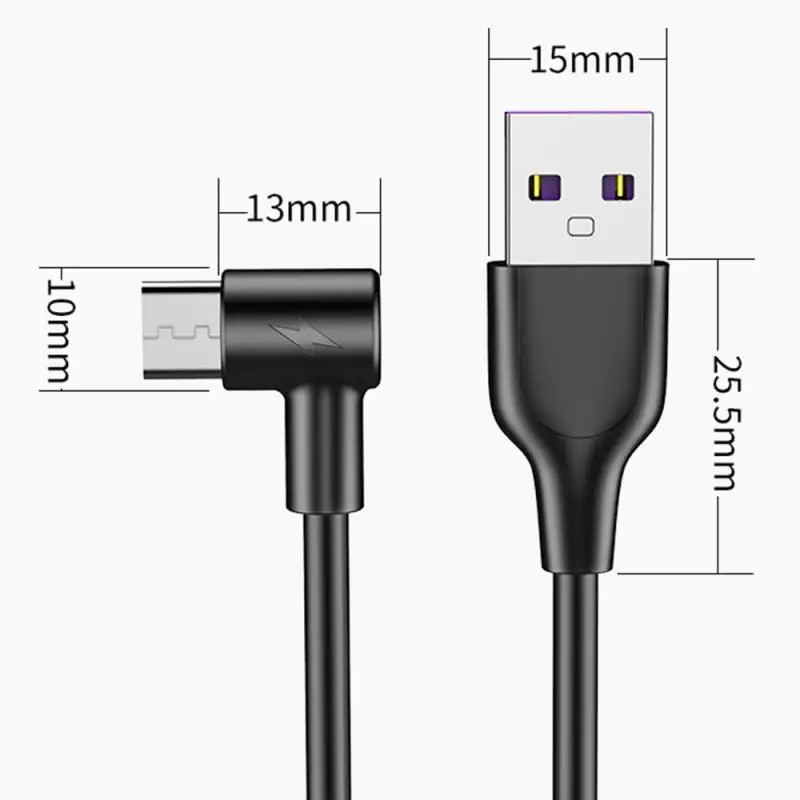 

5A Type C USB Cable Super Fast Charging Elbow Data Cable For Huawei P30 Mate 40 Samsung S20 Xiaomi 10 9 Mobile Phone Cables Cord