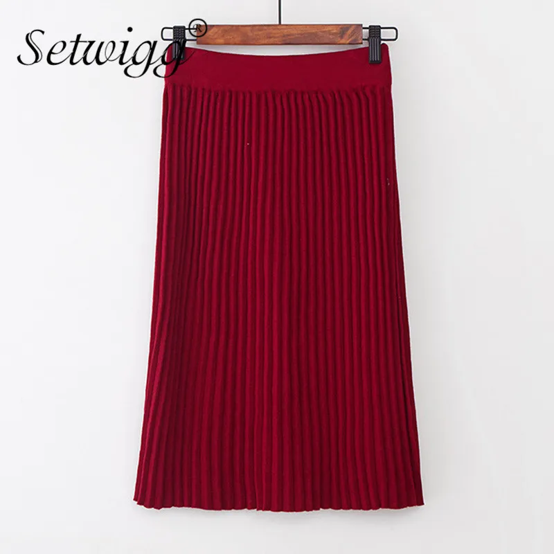 Осенняя плотная трикотажная юбка трапеция в английском стиле|length skirt|pleated skirtknee