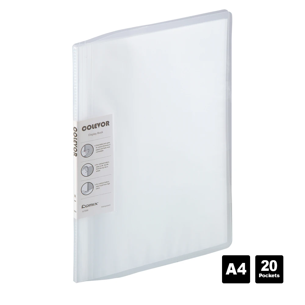 Прозрачная папка для документов Comix A4 хранения на 20/60 страниц банка файл кампуса