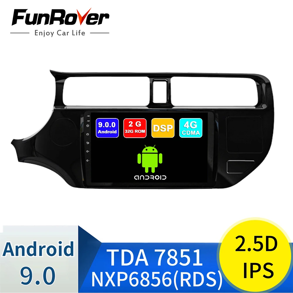 Funrover 2.5D ips Android 9,0 автомобильный Радио плеер мультимедиа для KIA Rio K3 2012 2013 dvd gps навигация радио плеер dsp