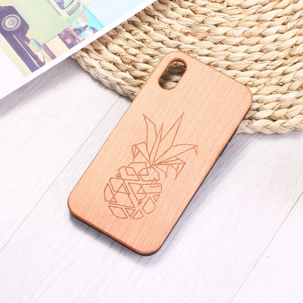 

Pineapple Lines Art Summer Engraved Wood Phone Case Coque Funda For iPhone 12 6S 6Plus 7 7Plus 8 8Plus XR X XS Max 11 Pro Max