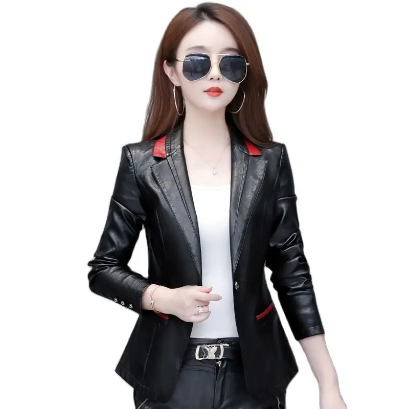 Chaquetas de cuero para mujer, traje corto de talla grande, abrigos de cuero, chaqueta negra, ropa de motorista, 2021