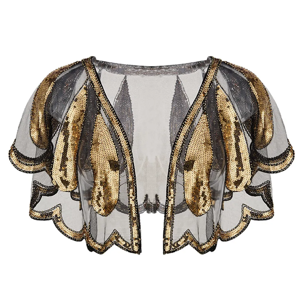 Women's Shawl Beaded Sequin Deco Evening Cape Bolero Flapper Cover up 2019 Spring Autumn New Simplicity Fashion retro | Аксессуары