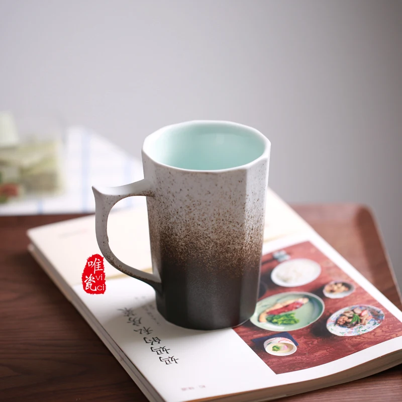 

Retro Creative Coffee Mug Simple Ceramic Handmade Chinese Large Capacity Unique Espresso Mugs Caneca Drinkware Kitchen DB60MK