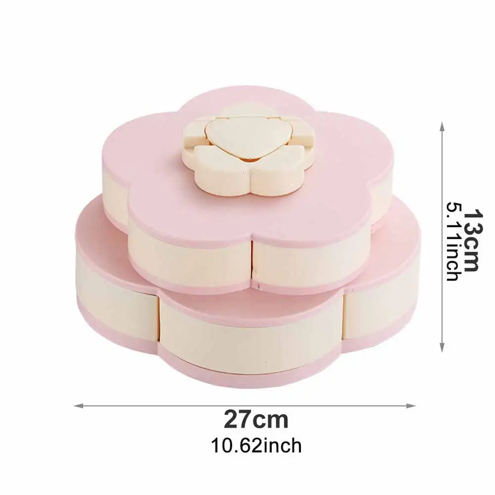

Creative Flower Type Rotating Candy Box Plastic Snack Storage Tray Family Snacks Partition Manager Box Party Wedding Candy Tray