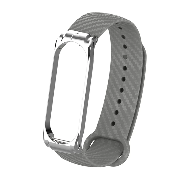 Mi 4 grey strap Hangrui ремешок из углеродного волокна для mi band 4 аксессуары для смарт-браслета Замена спортивных часов для xiaomi mi band 3 для женщин и мужчин - Цвет: Mi 4 grey strap