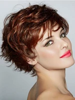 capless human hair blend wig short wavy stylish 9 25 inch wigs costume wig for white women