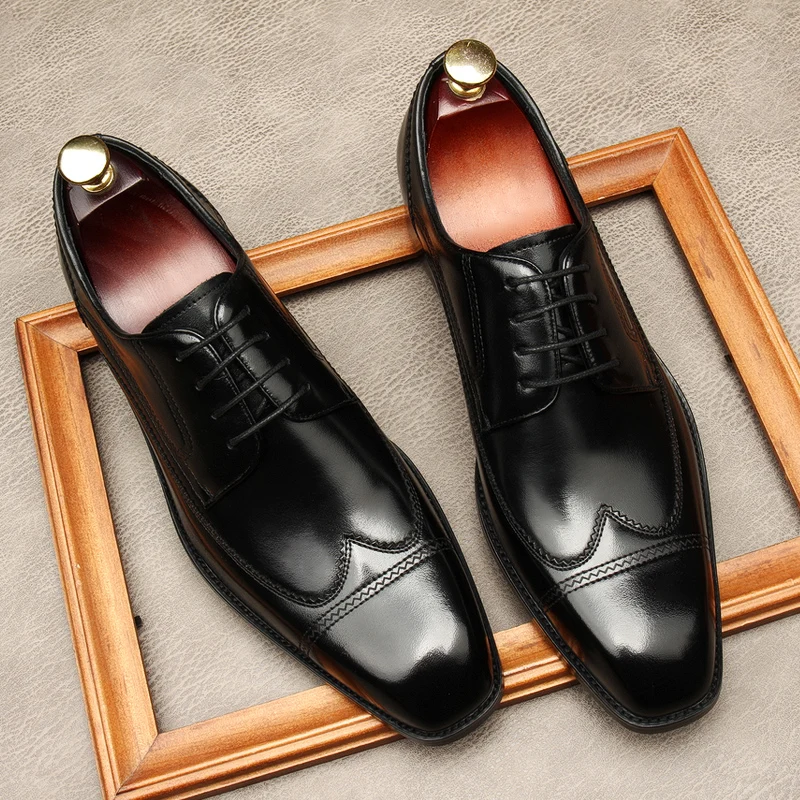 Новое поступление кофе Цвет черные туфли оксфорды Мужские деловые костюмы из