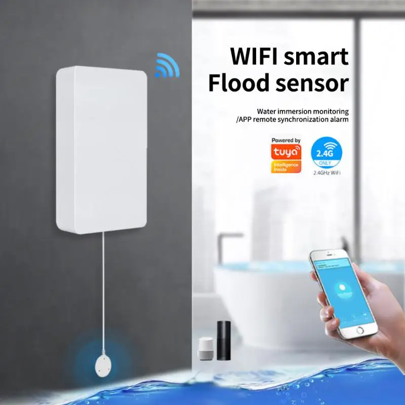 

Умный датчик утечки воды Tuya с Wi-Fi, совместим с приложением Tuyasmart / Smart Life, простая установка