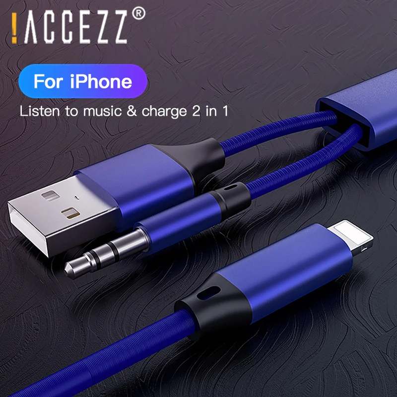 ! ACCEZZ аудиокабель 2 в 1 разъем AUX 3 5 мм для IPhone 7 8 6 X XS MAX адаптер гарнитура