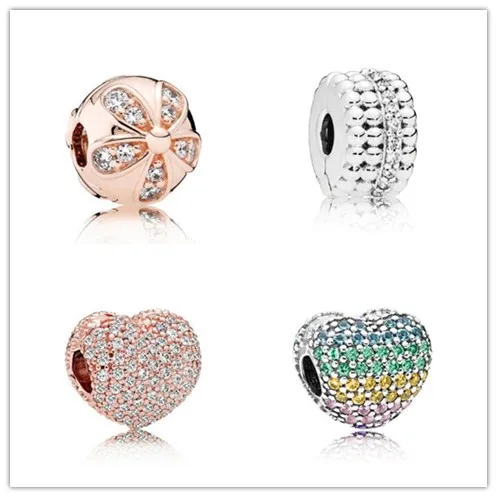 925 стерлингового серебра бисера розовое золото открыть мое сердце клип Шарм Fit