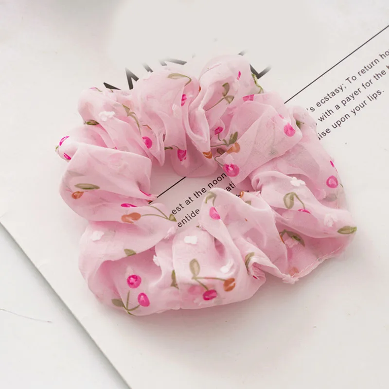 

Ponytail Holder Hair Ring Hair Rope Seersucker Fruit Intestine Ring Sweet Japanese And Korean Style Summer Hair Accessories