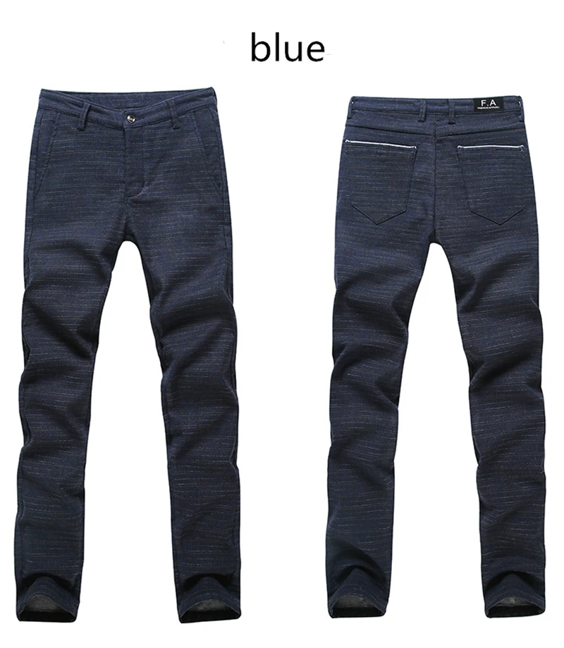 Mens Winter Fleece Warm Pants Men Korean Casual Slacks Slim Warm Thick Pants for Men Fashion Black Gray Blue Trousers Male,688