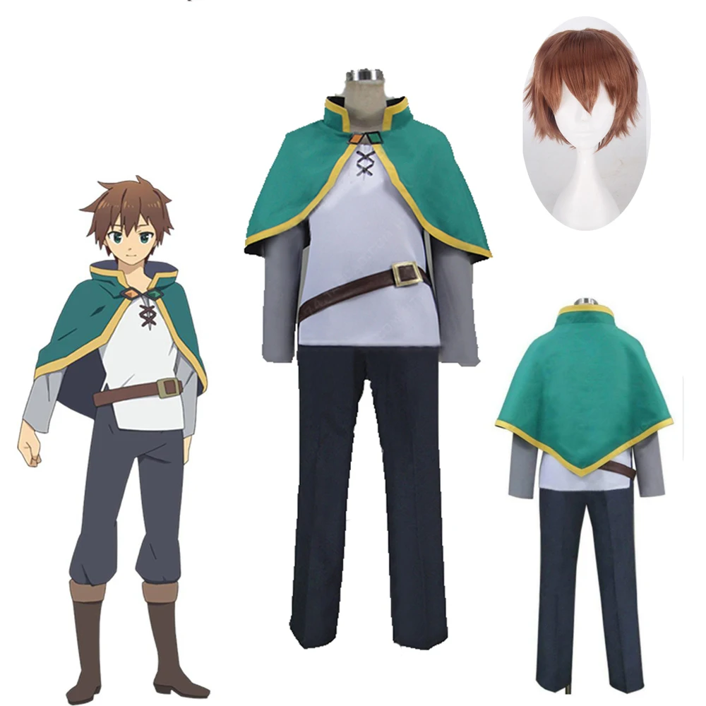 Аниме Kono Subarashii Sekai ni Shukufuku o! Сато Kazuma KonoSuba зеленый костюм Косплей Набор короткие