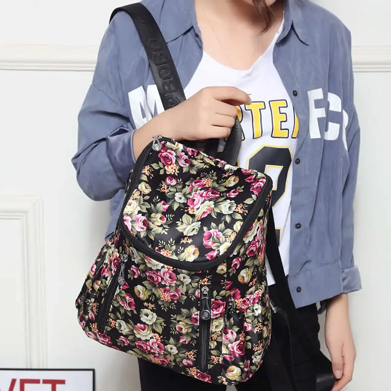 new women backpacks butterfly and flower print middle size girl daily wear fashion nylon daypacks high quality | Багаж и сумки