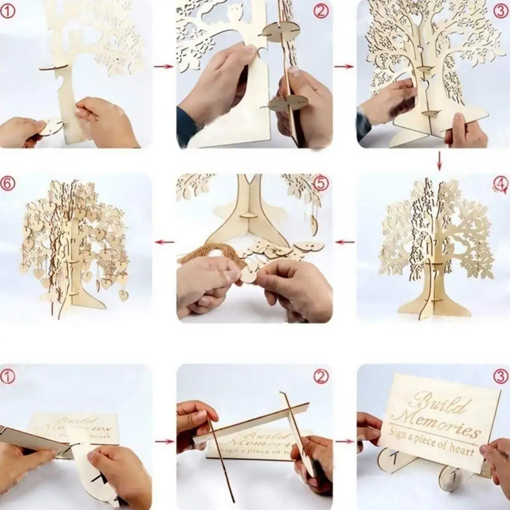 Деревянный кулон в форме сердца Висячие дерево гость книга форма Свадебный Гость