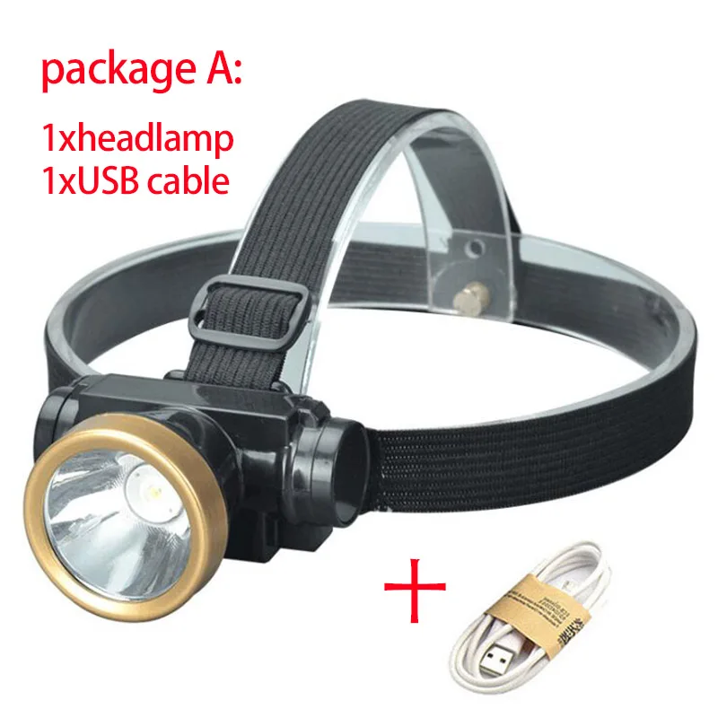headlamp and cable Мощный светодиодный налобный фонарь с зарядным аккумулятором USB, налобный светильник фонарь с фронтальной вспышкой, светильник linterna, налобный светильник для рыбалки, кемпинга - Испускаемый цвет: headlamp and cable