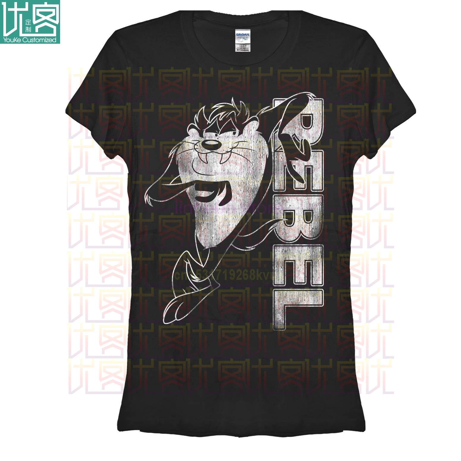 Мужская футболка с принтом единорога Бесплатная доставка Looney Tunes Tasmanian Devil Rebel Juniors