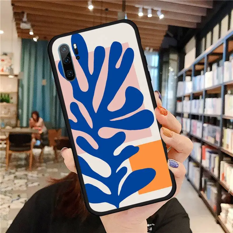 

Art Retro Abstract Geometry leaves Phone Case For Huawei honor Mate P 9 10 20 30 40 Pro 10i 7 8 a x Lite nova 5t silicone funda