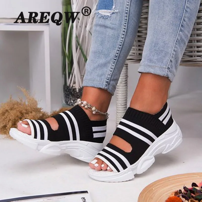 Модные женские сандалии на платформе 2020 новая обувь без шнуровки Обувь плоской