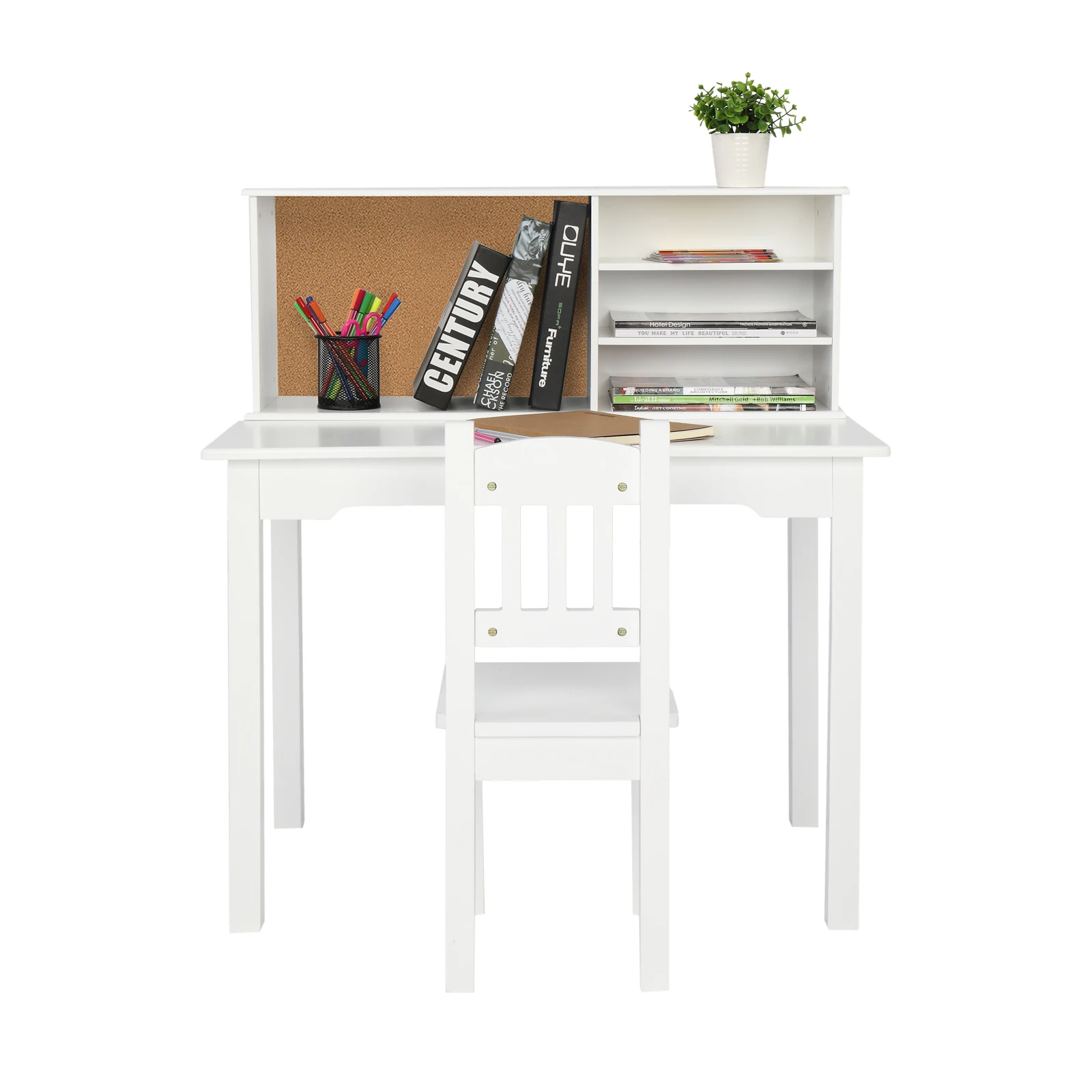 

【USA READY STOCK】Painted Student Table and Chair Set A, White, 5-layer Desktop, Multifunctional