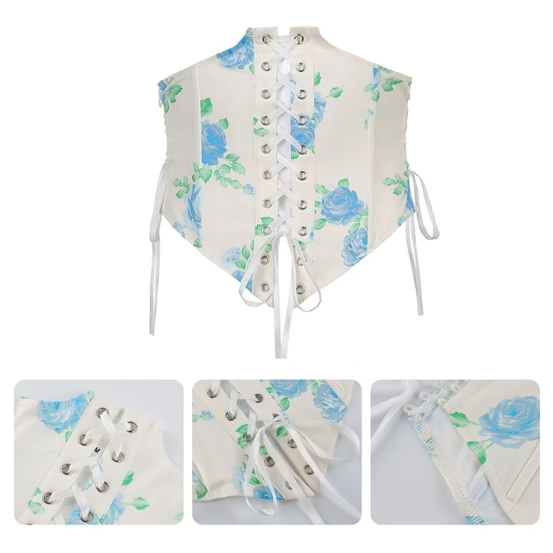 

Boho Sexy Vintage Backless Short Underbust Corset Top Women Elegant White Beach Party Waist Cincher Corset Top