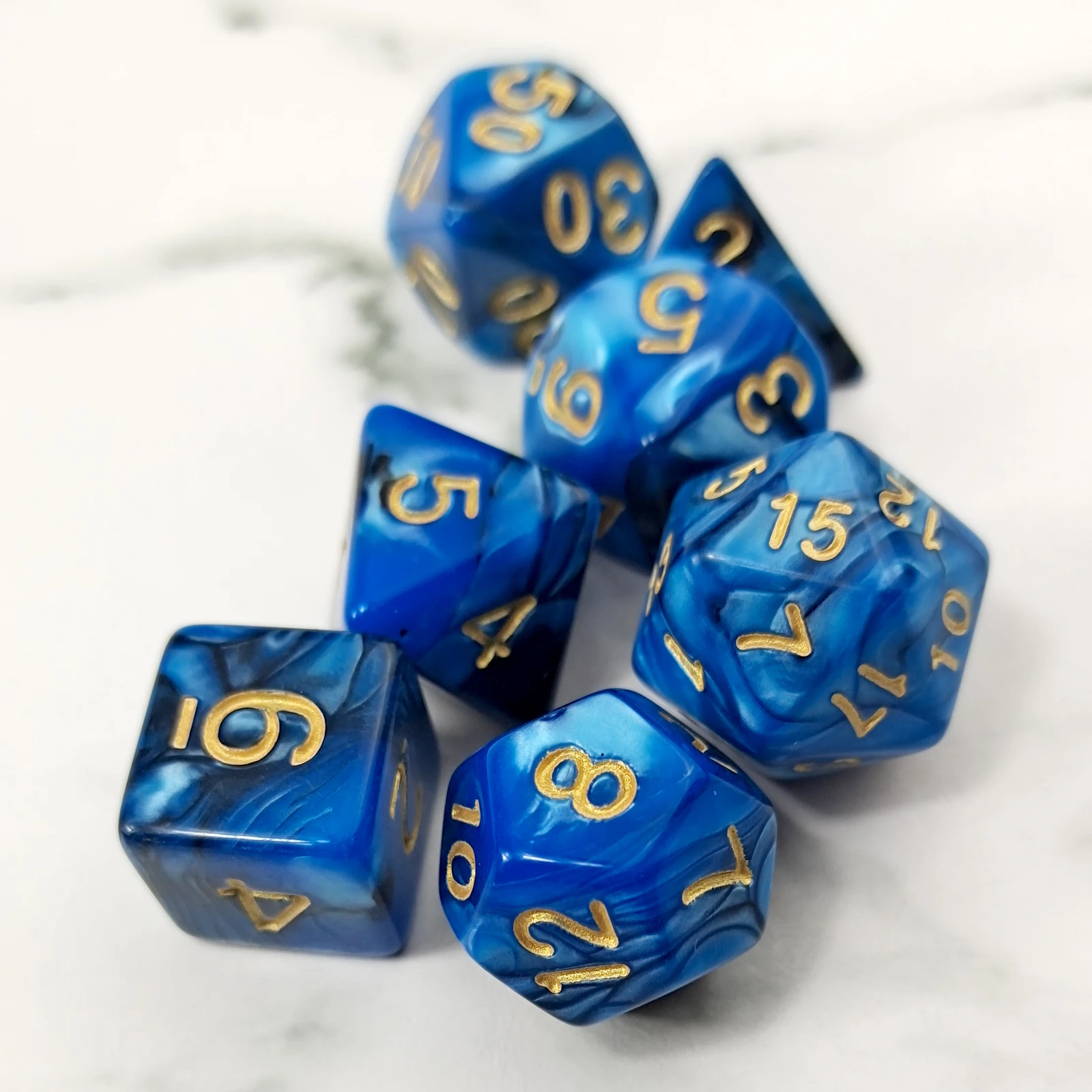 7 шт. полиэдральный набор костей для ролевых игр с принтом близнецы Цвет синего и