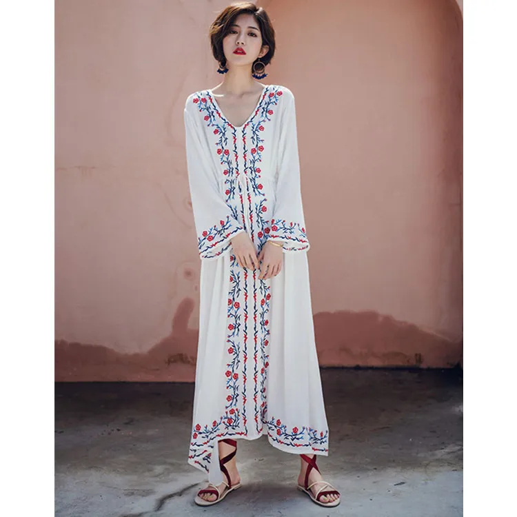 

Beach Maxi Summer Dress Women Floral Print Boho Cotton Loose Long Dresses Casual Party Robe India Pakistan Clothing Plus Size
