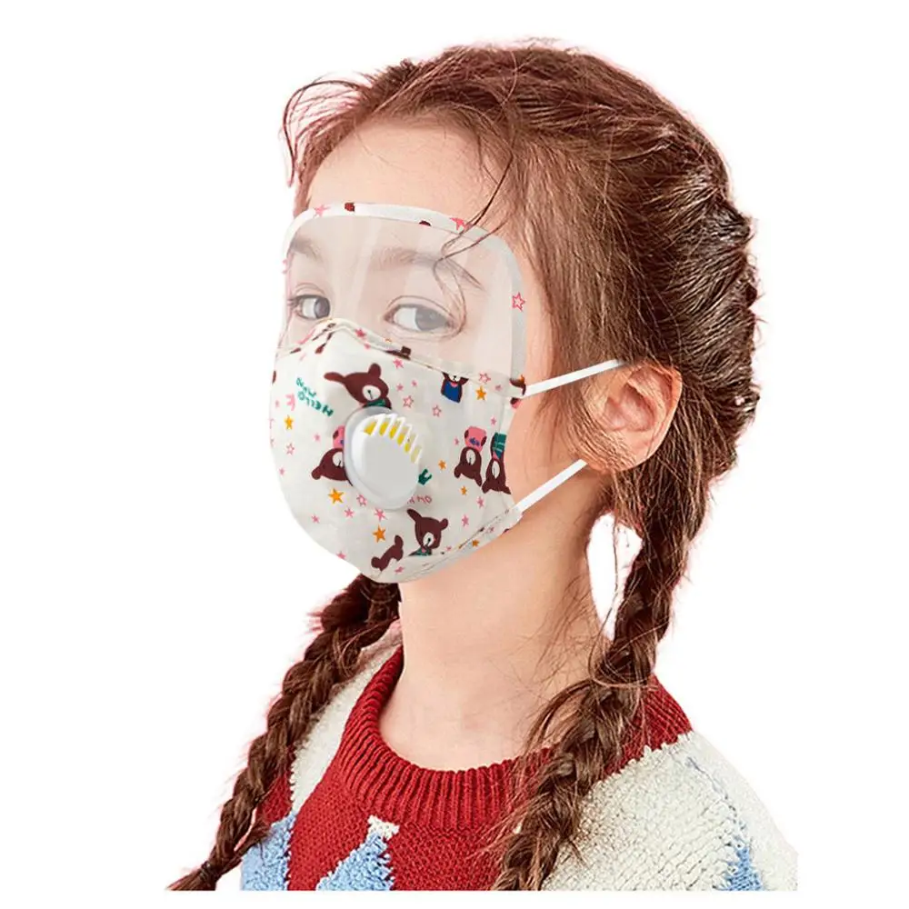 

5PC Reusable Children Outdoor Cotton Cartoon Printed Mouth Mask Hygienic Washable Face Mask Anti Dust Breathable Kind+10Filiters