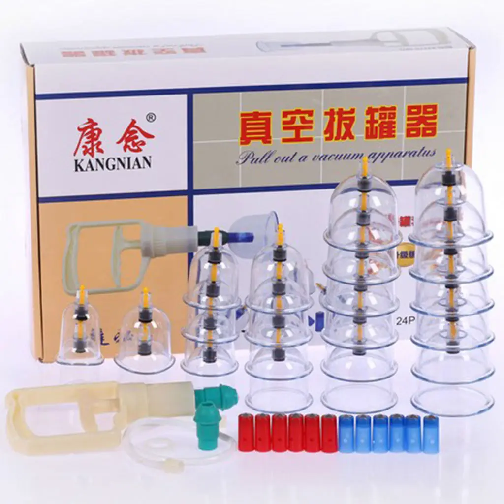 Набор из 24 вакуумных банок для антицеллюлитного массажа с набором всасывающих