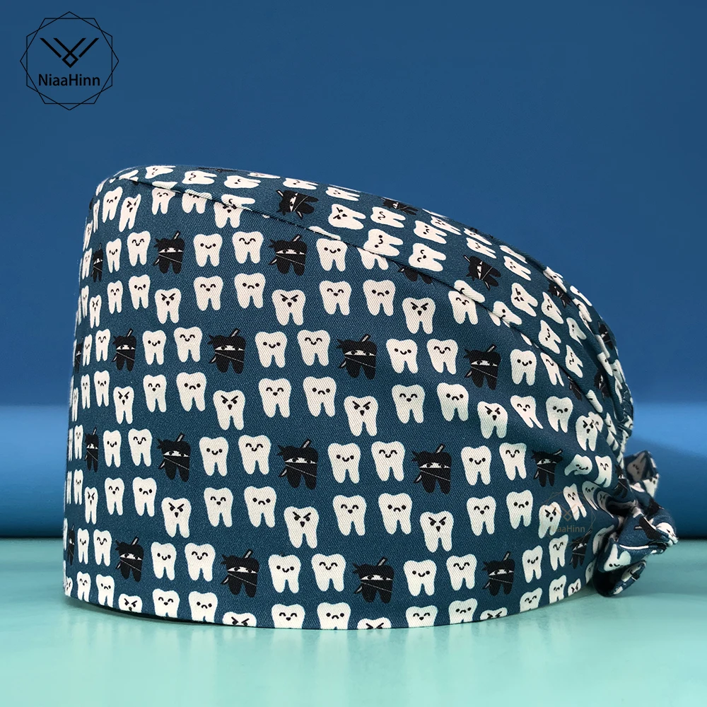 

Unisex Wholesale printing cotton elastic pet scrub work cap nursing cap sweat-absorbent beauty cap beauty salon Baotou hat scrub