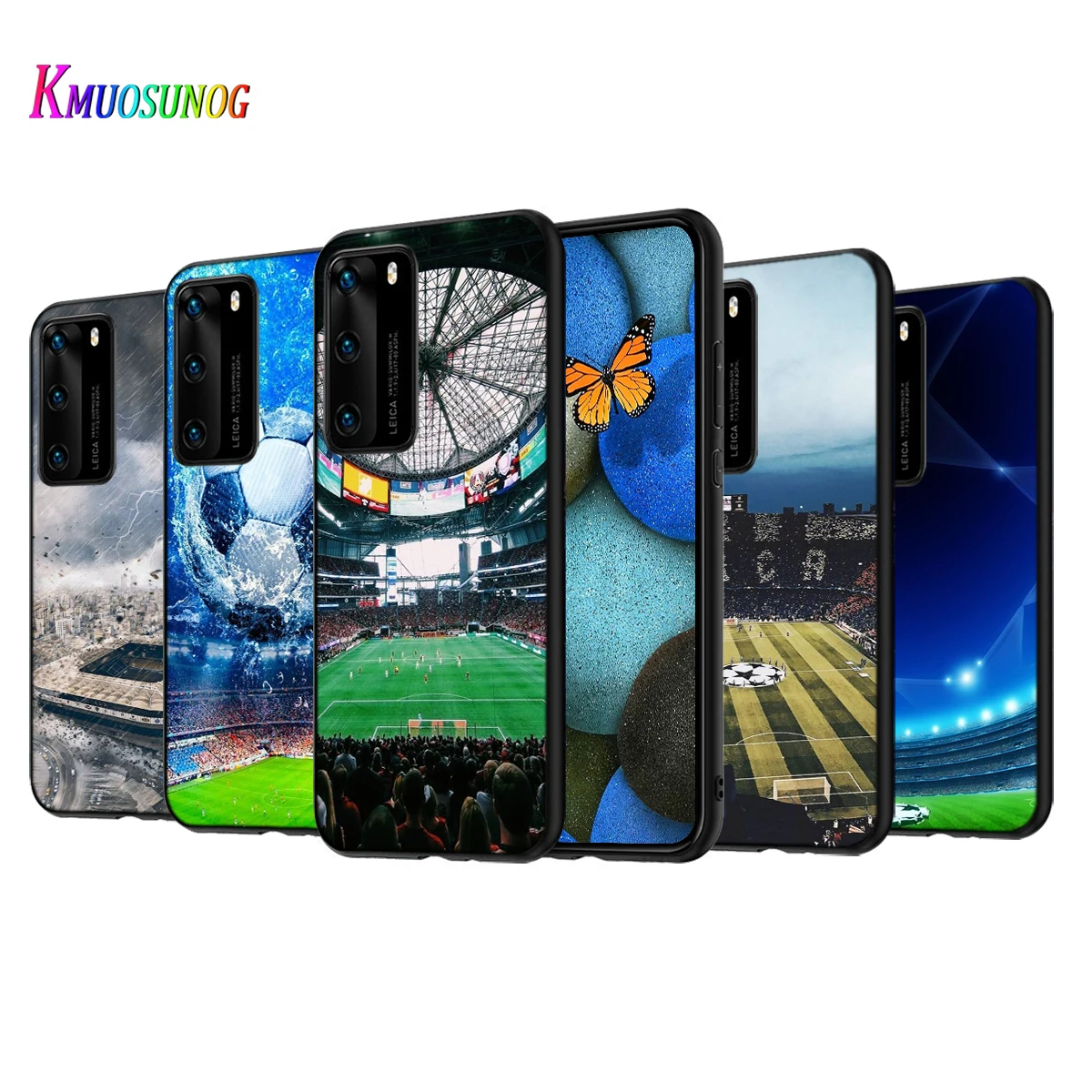 

Football Sports Stadium Silicone Cover For Huawei P50 P40 P30 P20 Pro P10 P9 F8 Lite E Plus 2016 5G Black TPU Phone Case