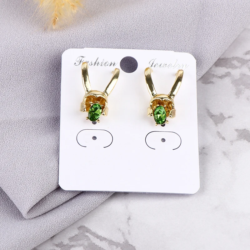 

Green Crystal Gold Color Loki Helmet Stud Earrings Trend Personality Earring
