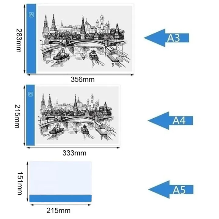 

A3 A4/A5 Size Three Level Dimmable Led Light Pad Tablet Eye Protection Easier For Diamond Painting Embroidery Tools Accessories