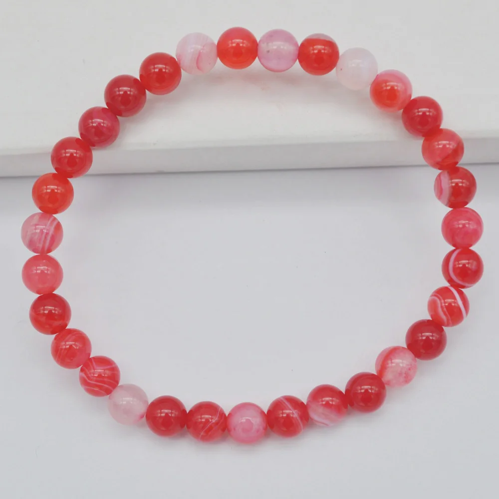 Red Veins Agate 6 мм зеленый Малахит/кристалл/Песчаник/Лапис/Сердолик/Хаулит/тигровый глаз/Гранат/Лабрадорит браслет из натурального камня стрейч-бижутерия - Окраска металла: Red Veins Agate