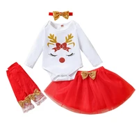 baby christmas clothes set elk head romperskirtheadbandfoot cover newborn baby girls clothes infant baby girls clothing suit