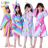 rainbow unicorn robes for girls pajamas sleepers for girls clothing sleepwear hooded bathrobe nightgowns 2 9 years baby clothes