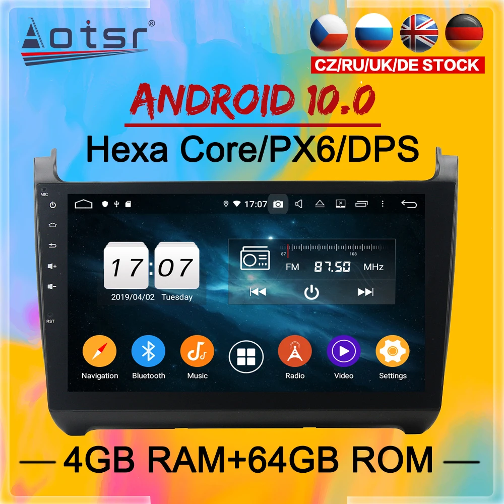 2 Din IPS экран Android 10 DSP Автомобильный мультимедийный плеер для VW/Volkswagen Polo 2015 2016 2017 Navi