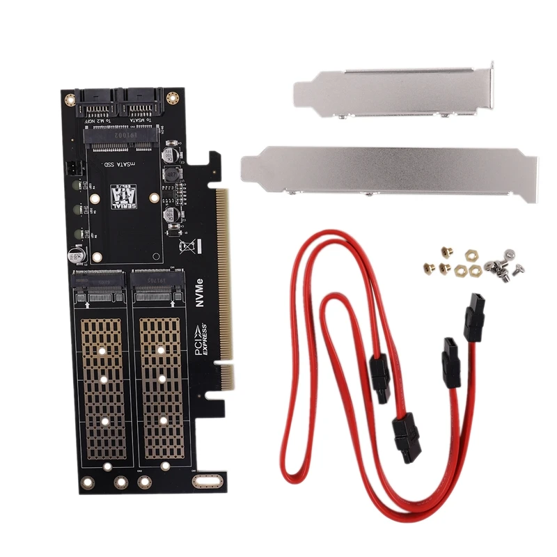

Переходник для Райзера M2 NVMe SSD NGFF к PCIE 3,0 X16 адаптер для майнинга Чиа поддержка M Key NVME SSD B Key M.2 SATA SSD mSATA адаптер 3 в 1