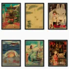 Серия комиксов Хаяо Миядзаки, Унесенные призраками, зверь принцесса, Мой сосед Тоторо, художественное украшение, наклейки на стену, плакат, крафт-бумага