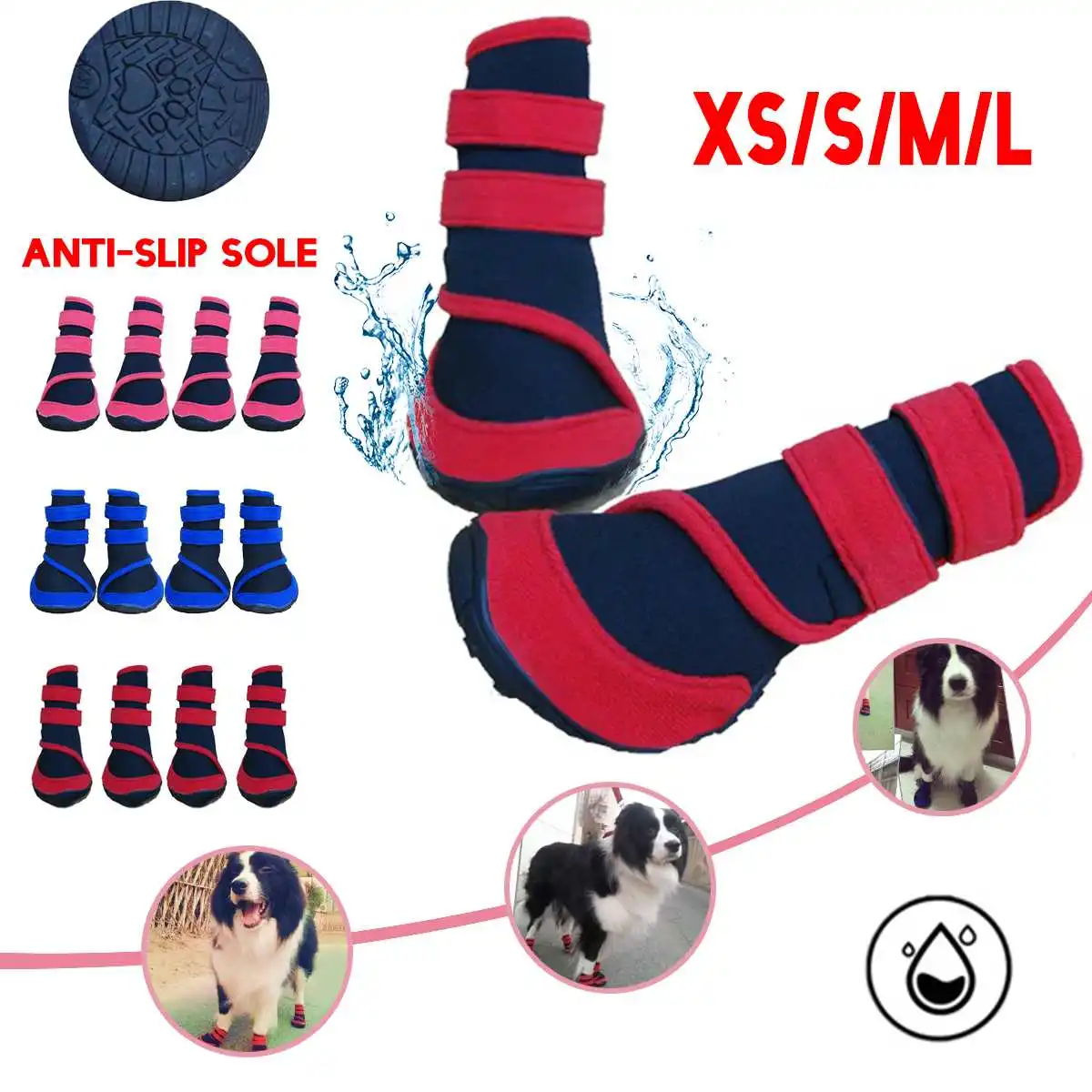 4 шт./компл. Обувь для собак Зимние очень теплые сапоги хлопковая