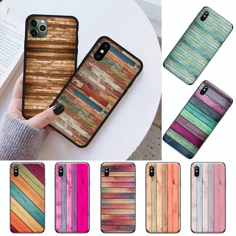 

Wood Textures colorful pattern Phone Case For iphone 12 11 13 7 8 6 s plus x xs xr pro max mini