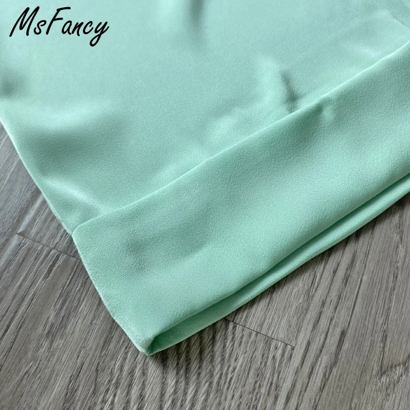 Комплект женский из 2 предметов Msfancy зеленая блузка с длинным рукавом широкие