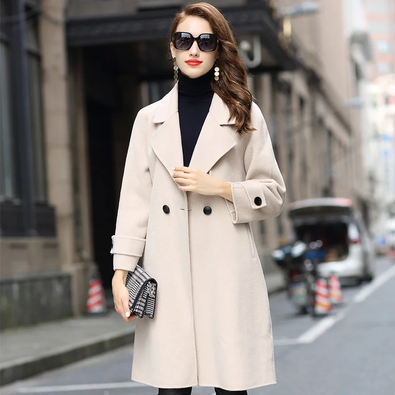 

KMETRAM 100% Wool Coat Female Jacket Autumn Winter Jacket Women Clothes 2021 Korean Long Woolen Coats Casaco Feminino MY3390