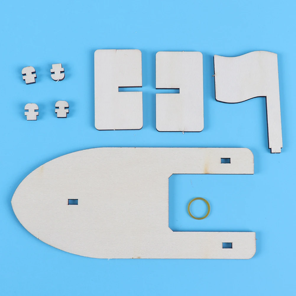 

Wood Sailing Boat Model Materials Kits Kids DIY Assembled Power Science Toy