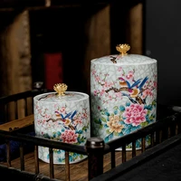 vintage tea box ceramic jar tea storage chinese round tea canister set travel tea gift latas de metal teawaretea caddies da60cyg