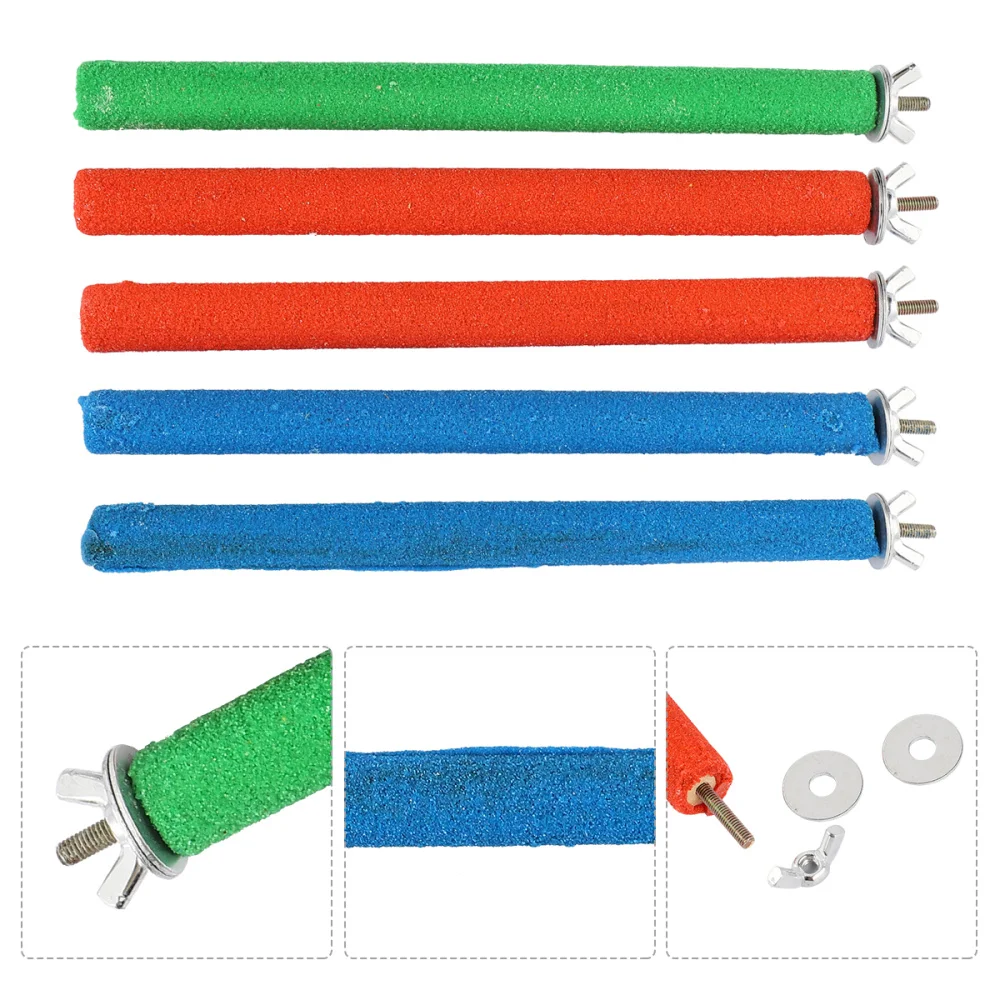 

5pcs Parrot Stand Climbing Stand Bird Perch Stand Pole Bird Claw Grinding Rods
