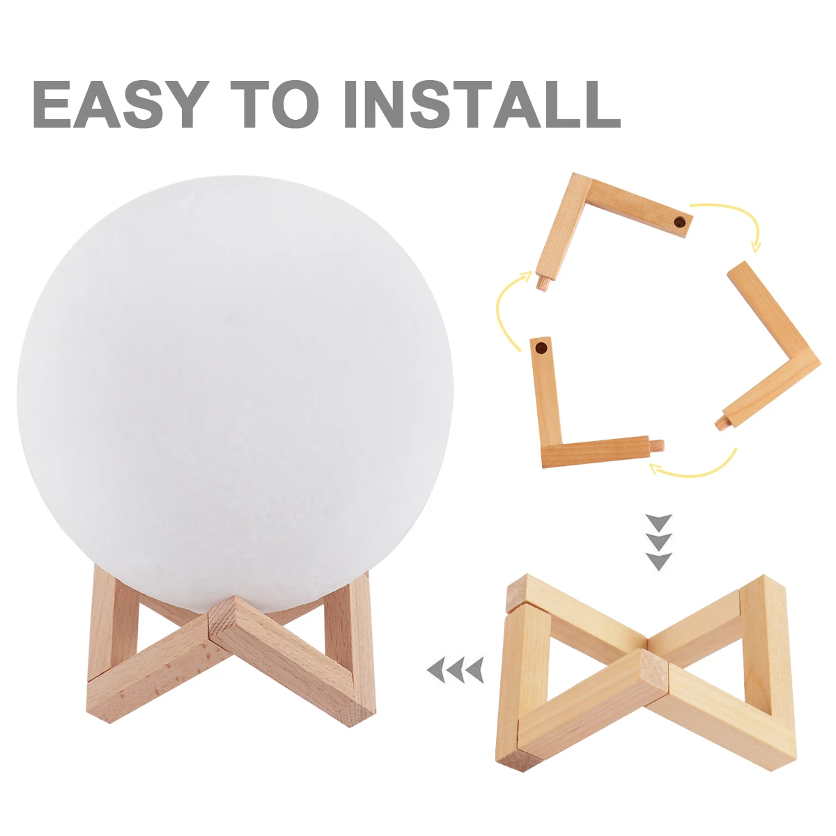 

3D Print Moon Lamp LED Night Lights Rechargeable Color Change 3D Light Touch Moon Light Gift EID Mubarak Ramadan Decor Lights