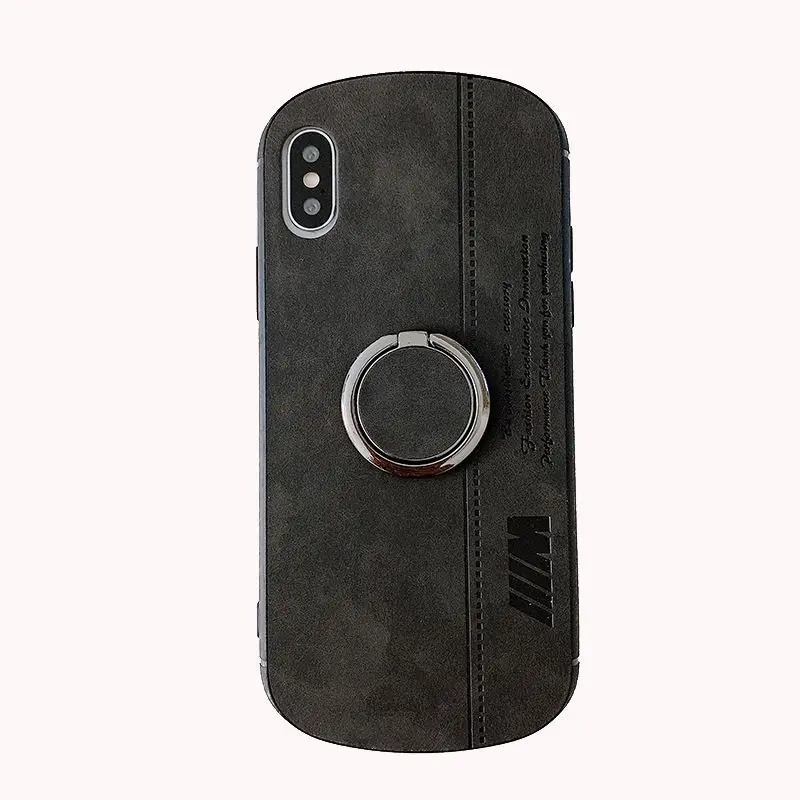 black Кожаный чехол для Iphone Xr, кольцо на палец, чехол для Iphone 6, 7, 8 Plus, Iphon Xs Max, роскошный X Чехол, защита для Iphone 6 S - Цвет: black