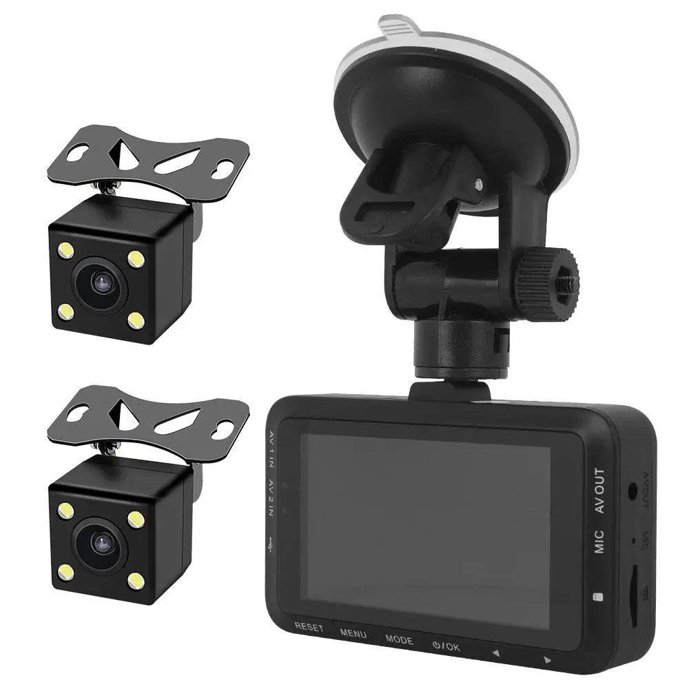 

Vehemo Driving Recorder 3Inch Dual Camera Loop Recording Dash Cam Waterproof Gravity Sensor Motorbike Recorder LCD Screen